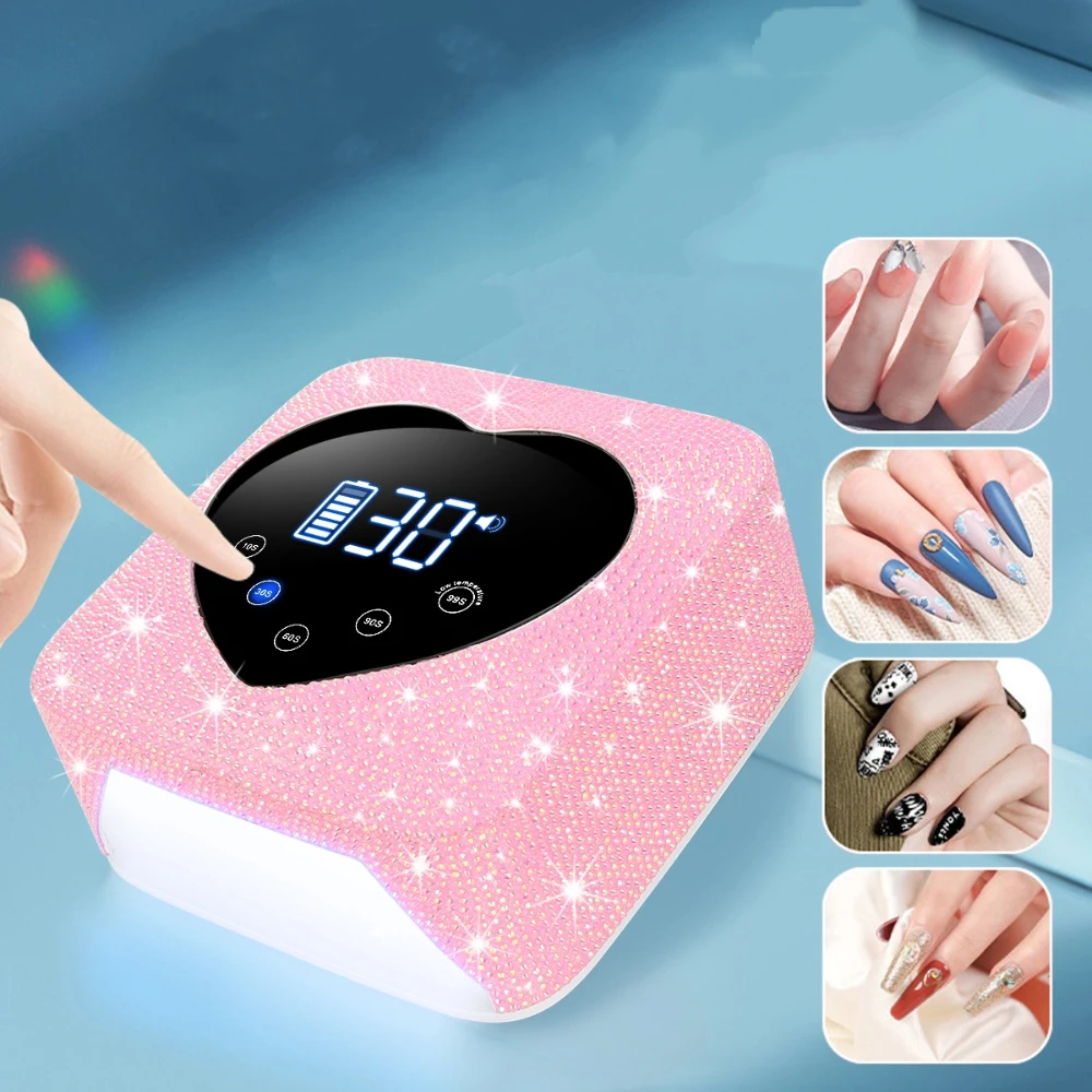 Rechargeable 72W UV LED Nail Lamp For Nails 30LEDS Wireless Gel Polish Curing Lamp With Large Screen Professional Nail Equipment
