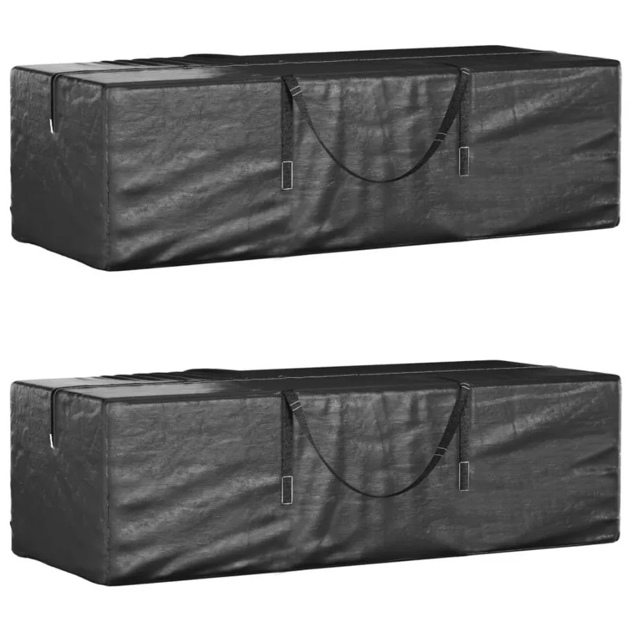 

Garden Cushion Storage Bag Set of 2 Black Polyethylene