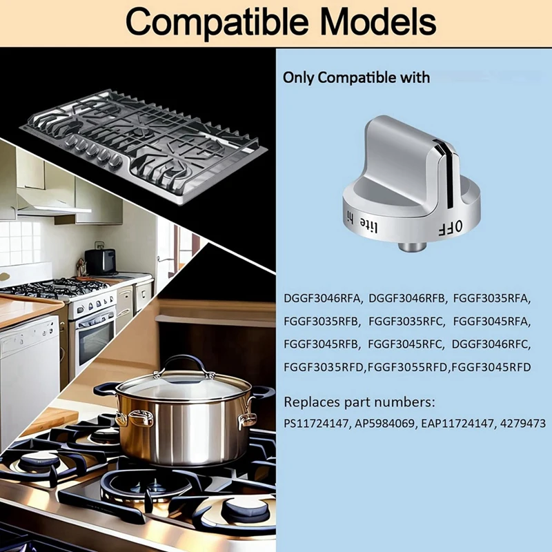 5304502763 Stove Knobs Replacements, Only Compatible With For Frigidaire Gas Range/Oven/Stove Knobs Easy Install (5 Pieces)