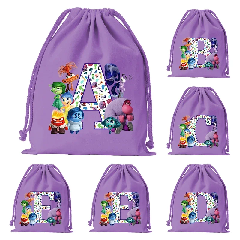 Disney Inside Out 2 Kids Cartoon Cute Drawstring Bag Girl Boy Anime Printed Storage Children Gift Candy Bags Kawaii Handbag Gift