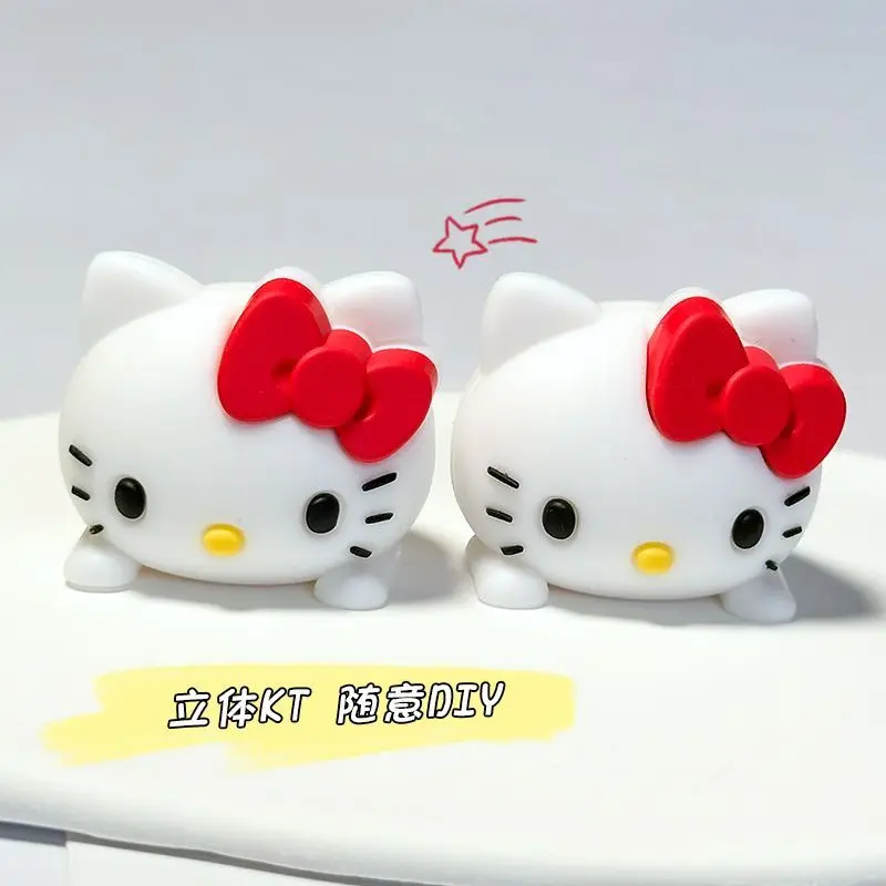 

Sweet Anime Kawaii Sanrio Hello Kitty Ins Fashion Figure DIY Handmade Accessories Cute Cartoon Kt Cat Pendant Gifts for Girls