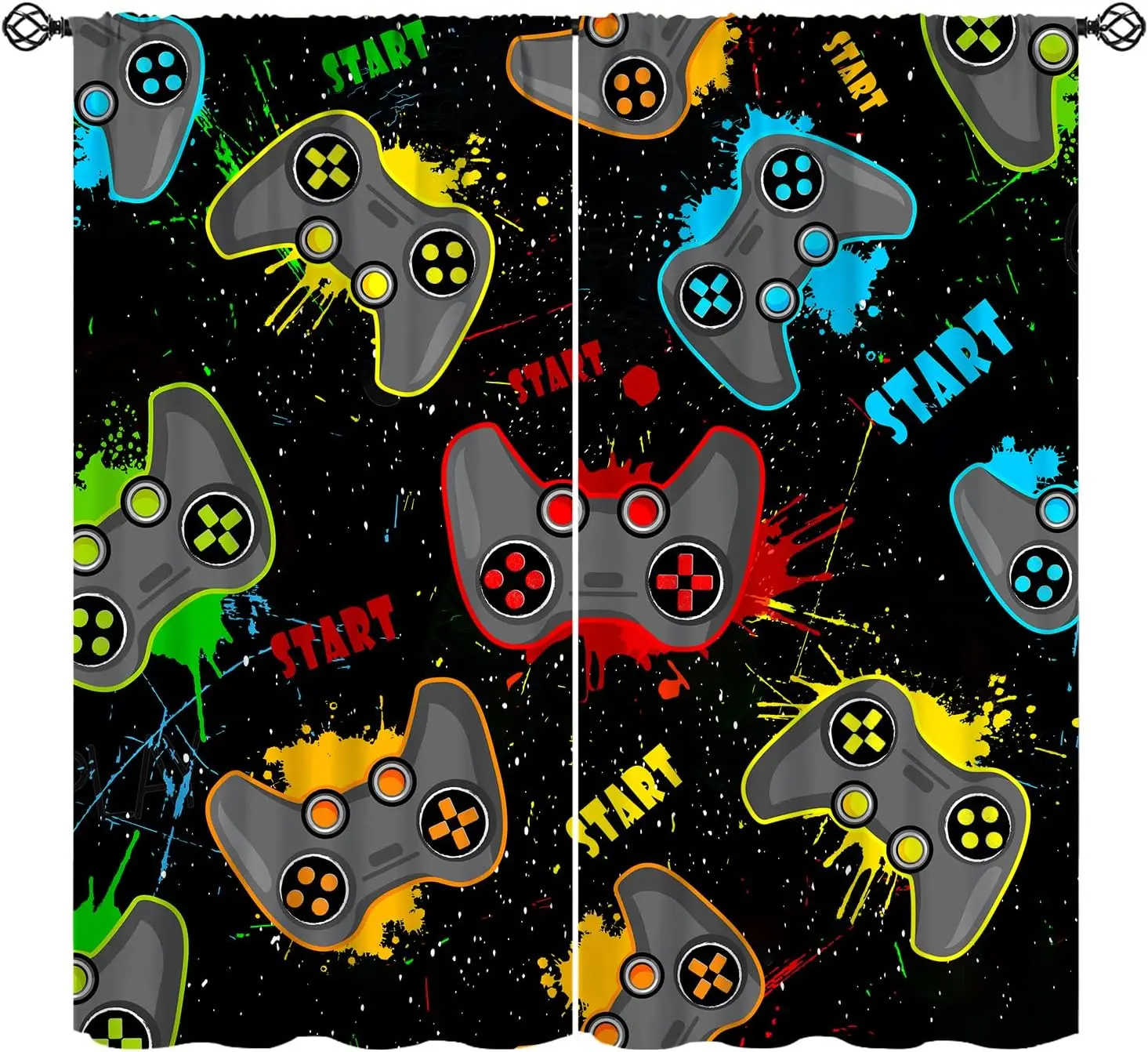 

Kids Gaming Curtain for Bedroom, Video Game Controller Window Treatment Gamer Room Decor Colorful Gamepad Window Drapes for Boys