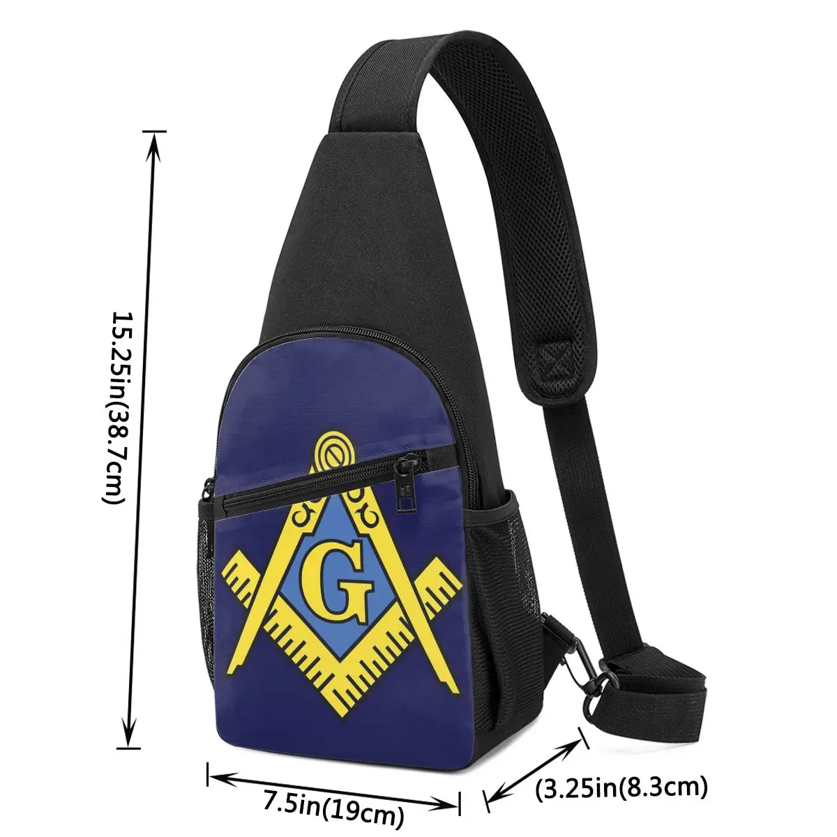 Freemason Classic Square And Compass Masonic Chest Bag Men Sling Crossbody Backpack Chest Bag Travel Hiking Daypack Shoulder Bag
