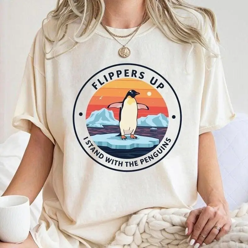 

Flippers Up Penguins Shirt Penguin Protest T Anti Tariff