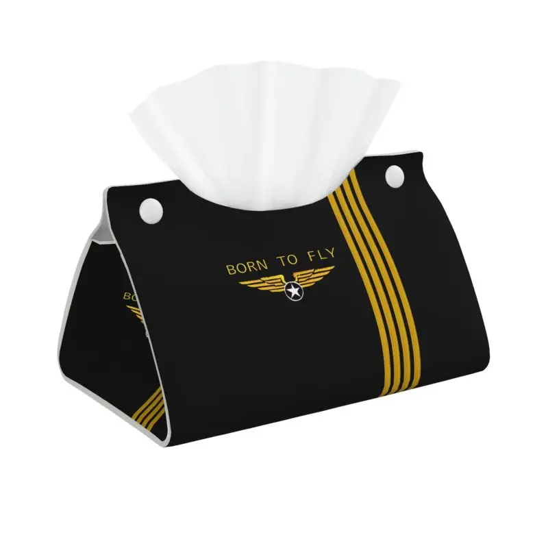 Born To Fly Flight Pilot Tissue Box Cover PU Leather Tissue Box Aviation Aviator Waterproof Tissue Holders for Home Office Car