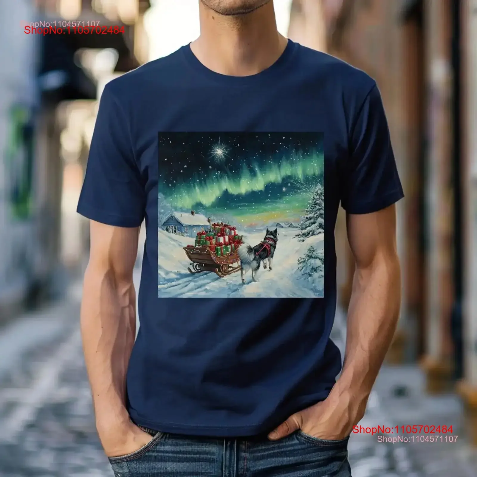 Husky Sleigh Ride T Shirt Christmas s Theme Animal Dog Arts Casual Ideas vintage Washed Comfortable Soft streetwear homme
