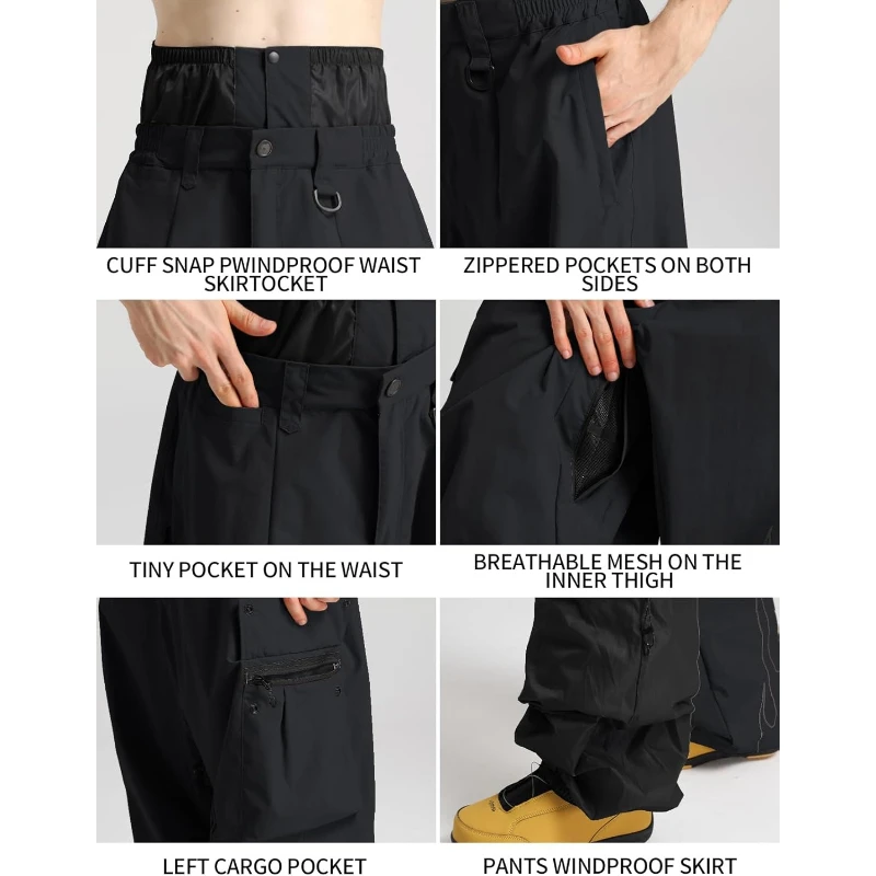 الرجال جديد بناطيل تزلج عالية الخصر عاكس على الجليد مقاوم للماء يندبروف فضفاضة تناسب السراويل الرياضية في الهواء الطلق التزلج أنشطة الثلوج #5