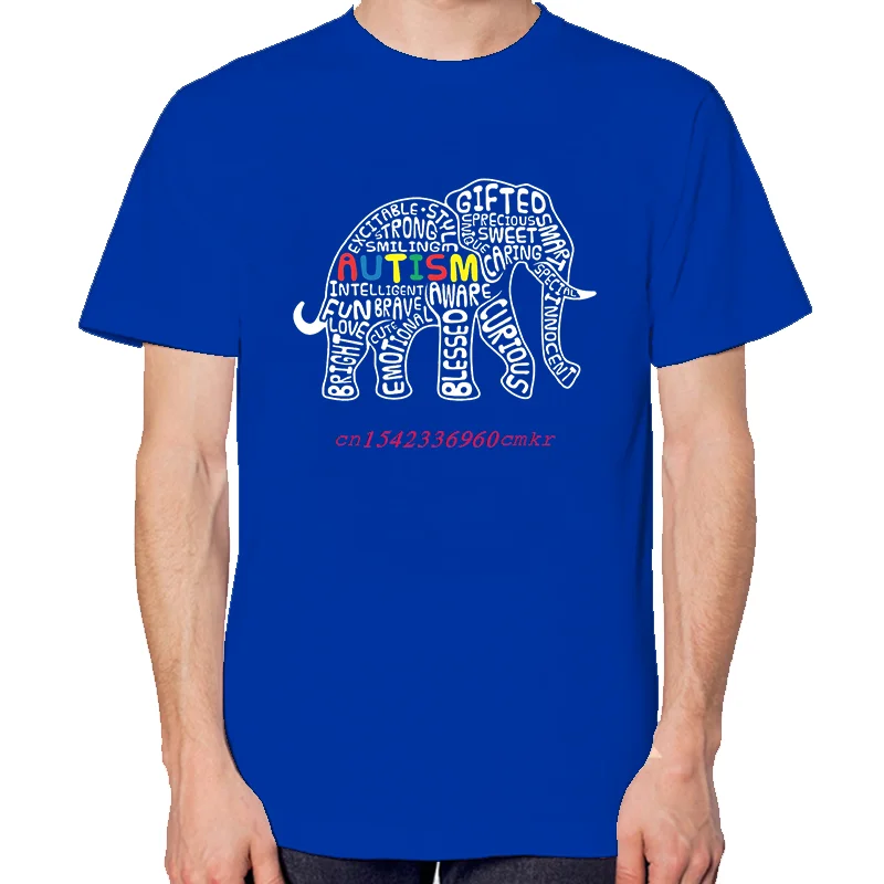 

Футболки с забавным рисунком и изображением слона аутизма, подарочная футболка с принтом, летние хлопковые новые рубашки и футболки, мужская одежда