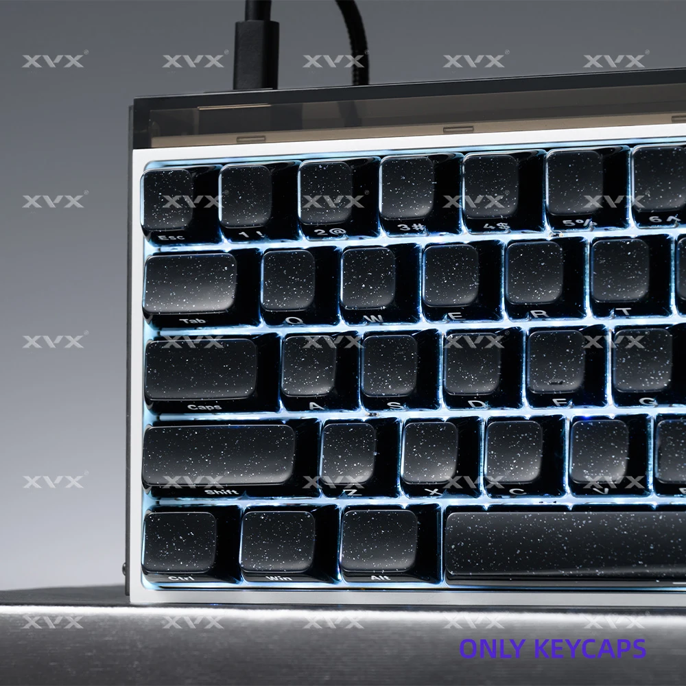 XVX Schwarze Kristall-Tastenkappen mit Glitzerpulver Glänzende Tastenkappen MDA/OEM Profil 122/136 Tasten Double-Shot Glänzendes Tastenkappen-Set – Detail 9