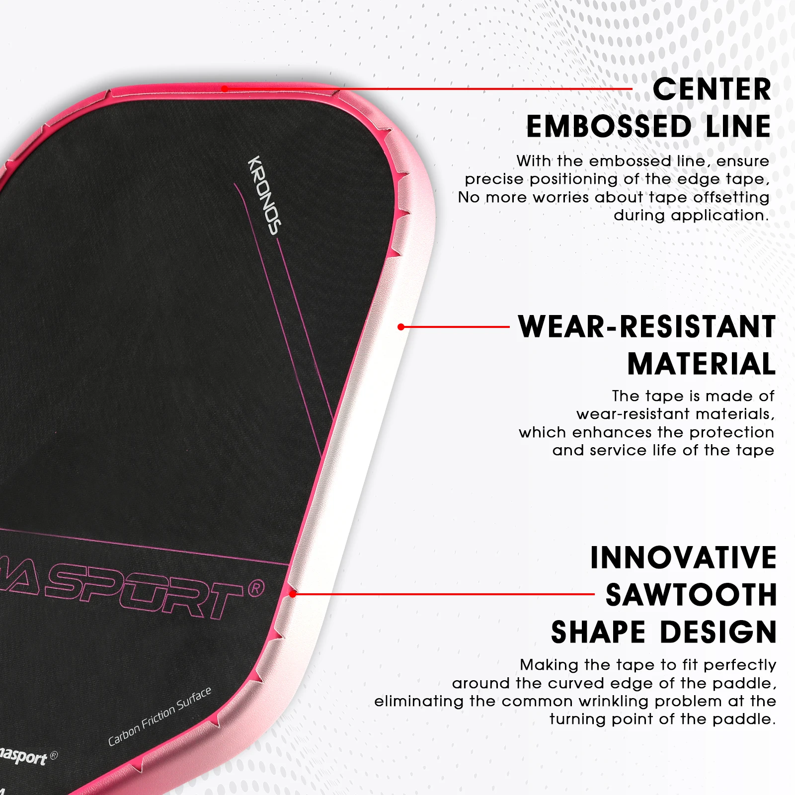 AMASPORT Nastro di protezione del bordo della pagaia per pickleball in colore sfumato, superficie opaca in PU, adatto perfettamente al nastro di protezione della pagaia con bordo curvo