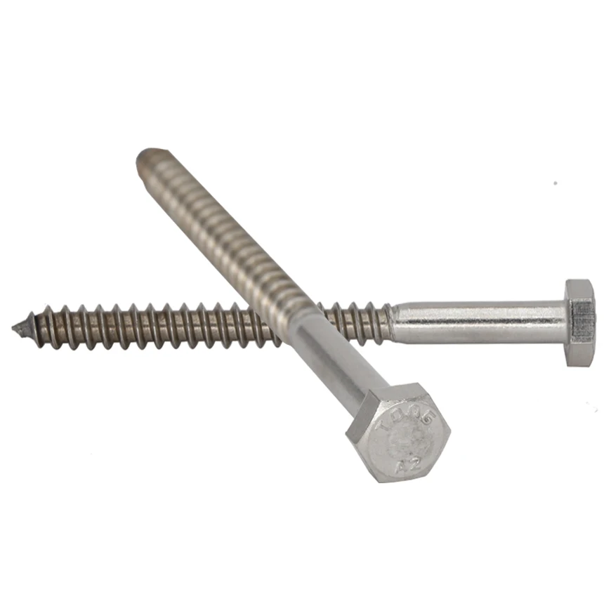 M6.3 M6.3*63 M6.3x63 1/4 Inch 1/4*2-1/2 DIN571 304 Stainless Steel Hexagon Hex Half Thread Bolt Wood Self Tapping Coach Screw