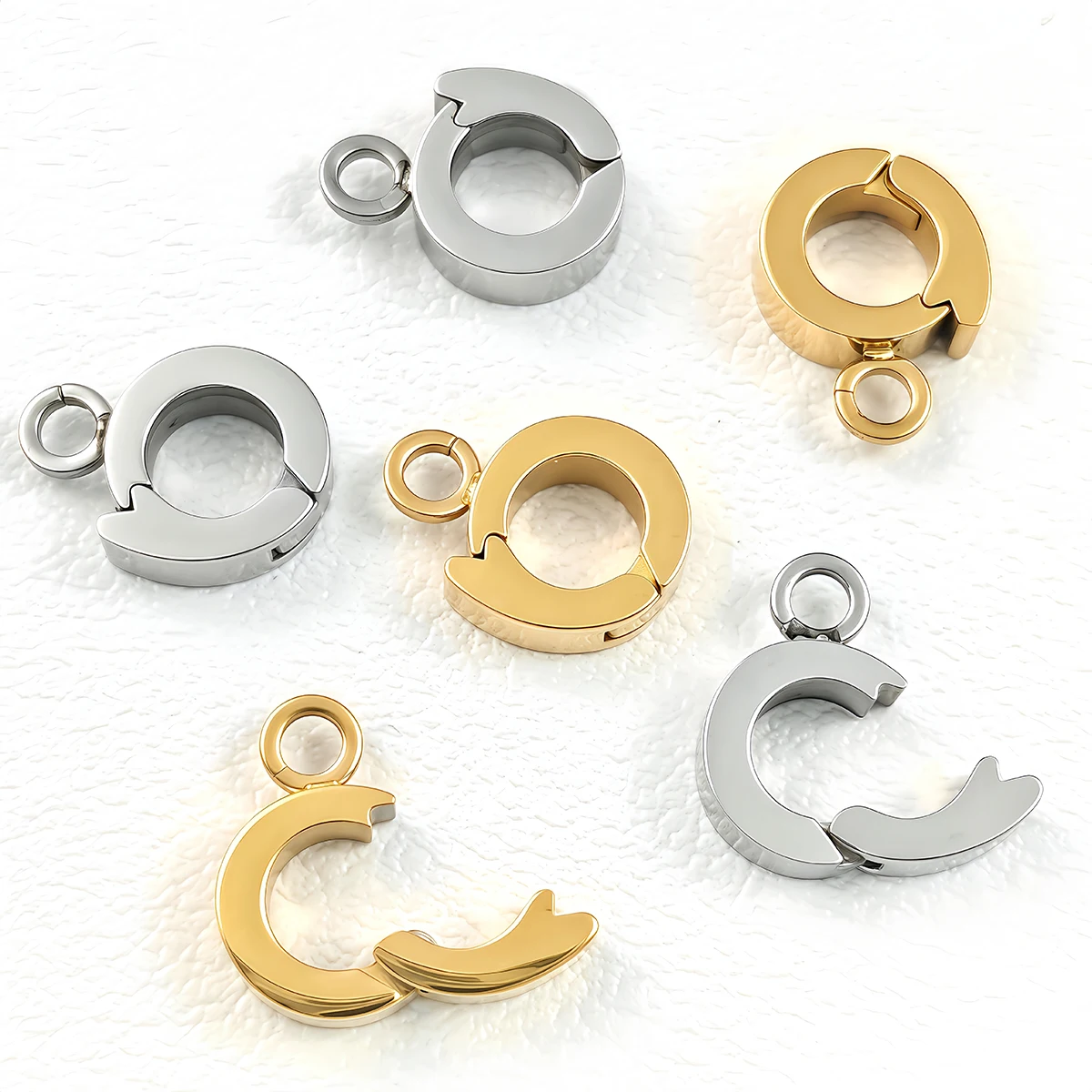 Edelstahl-Halskettenverschluss, Runde Vielseitige Verbindungsschnallen für Armbänder, Ohrringe, Anhänger, Haken, Schmuckherstellungszubehör – Detail 4