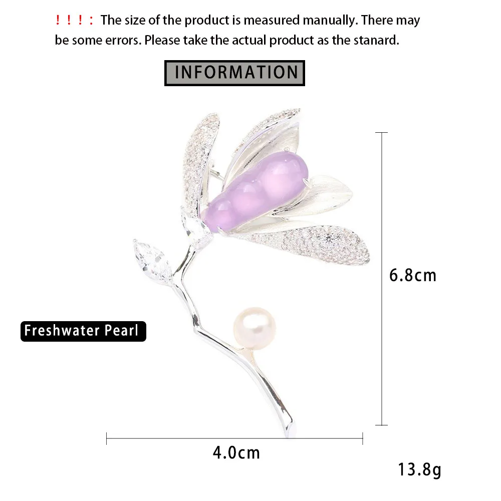 Exquisite Magnolia Freshwater Pearl Brooch High-end Design Brushed Flower Corsage Pin Elegant Temperament Women Accessory Gift