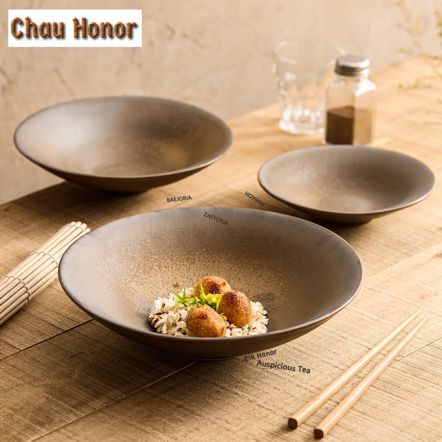 Kiln-turned Gilded Glaze Pointed-foot Bowl Soup Bowl Pasta Bowl Salad Bowl Ramen Bowls Serving Plate Dishes Restaurant Tableware