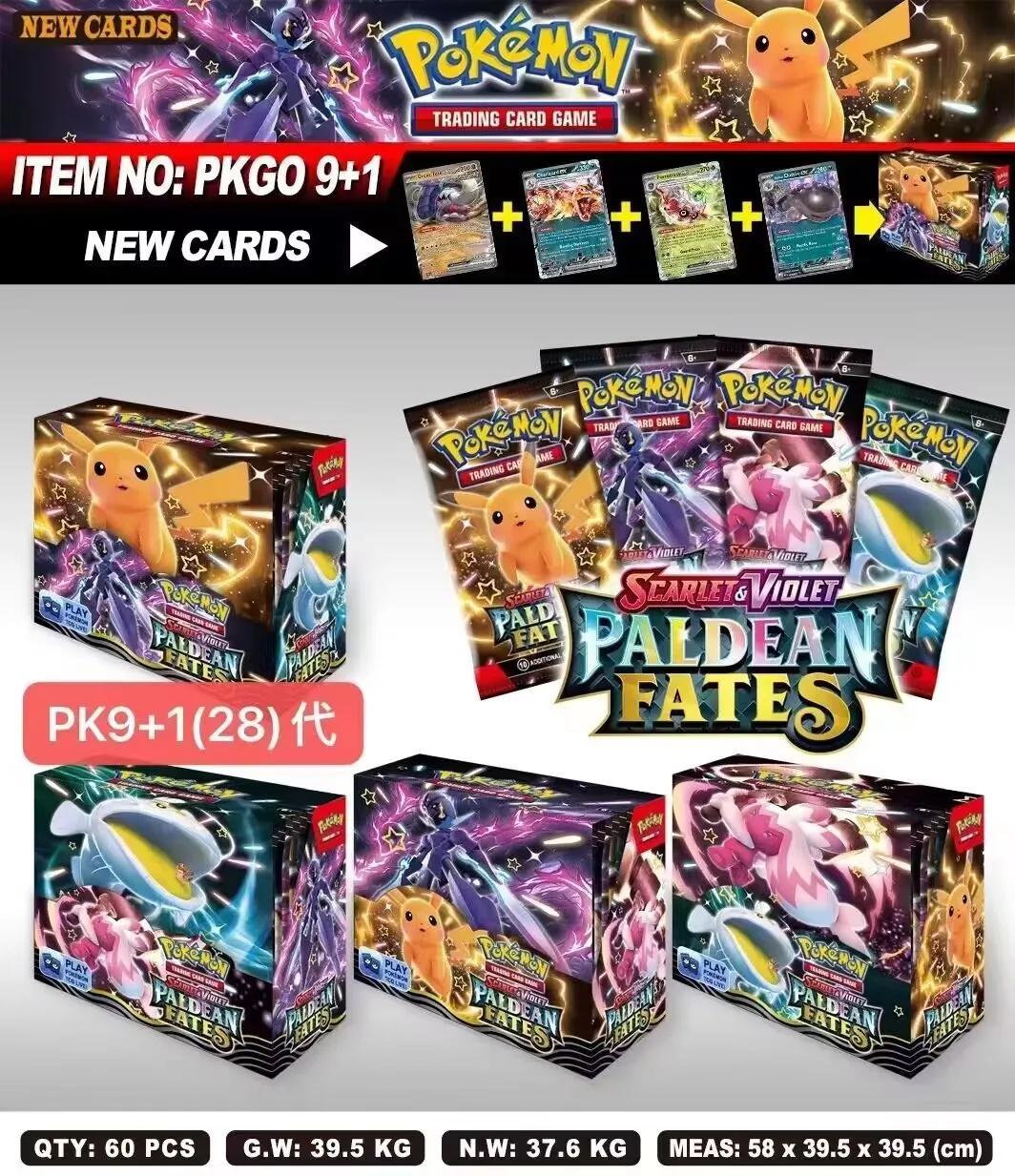 324/360 Pcs/Set Pokemon Card Paldean fates 151 Prismatic Evolutions PALDEAN FATES English Booster Battle Transaction Card.