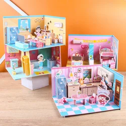 Paper 3D House Bedroom Living Room Kitchen 3D Puzzle Children's Educational Toys Gifts for Girls 6-12 Years Old Educational Toys