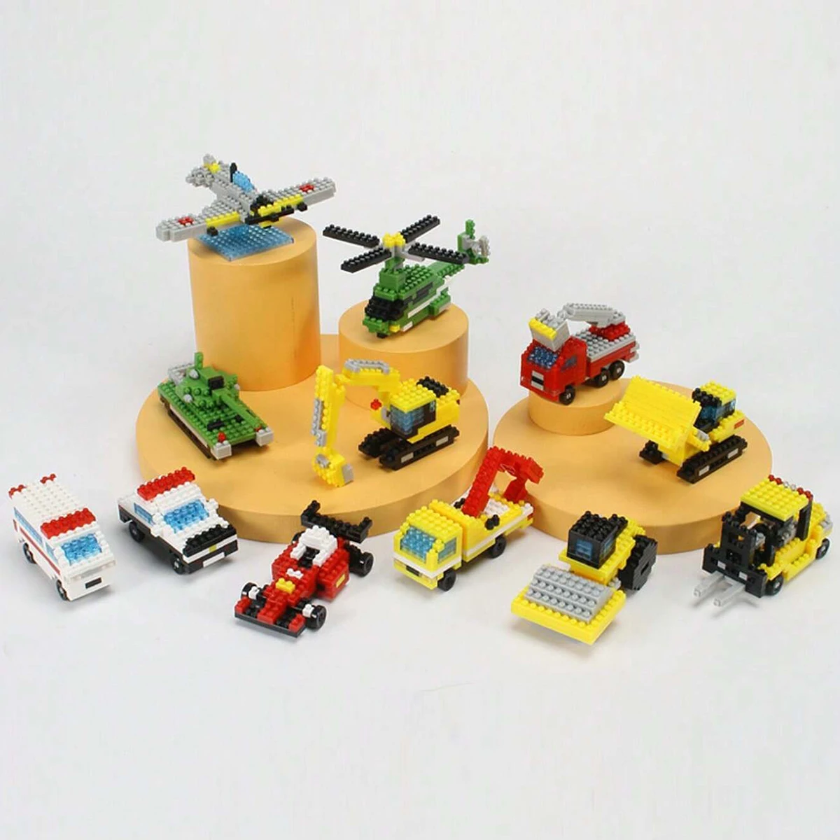 Mini Diamond Building Blocks City Traffic Series Construction Vehicle Racing Model Assembly Educational Toy Children Bricks Gift