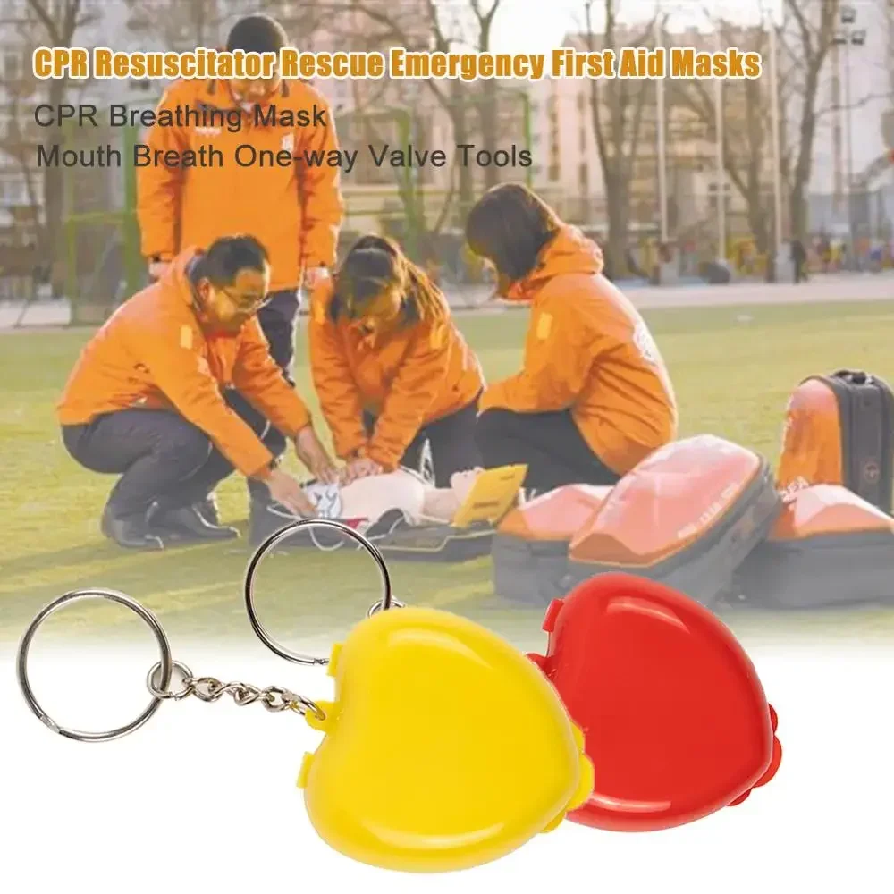 New Portable CPR Mask KeyChain Emergent Protect Mouth To Mouth Rescue Shields Face Mask Mini Heart Box First Aid Kit Supplies