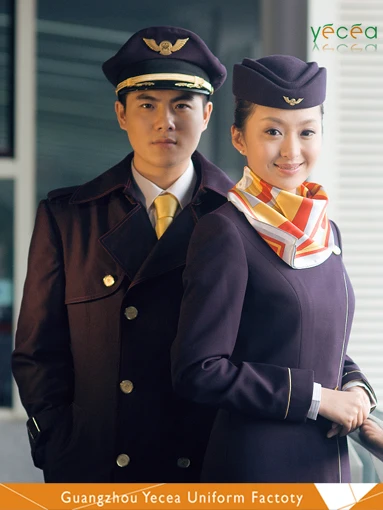 New design Fashionable Aircraft commander/Captain Airline Flight Attendant Uniform Wholesale &Customized logo