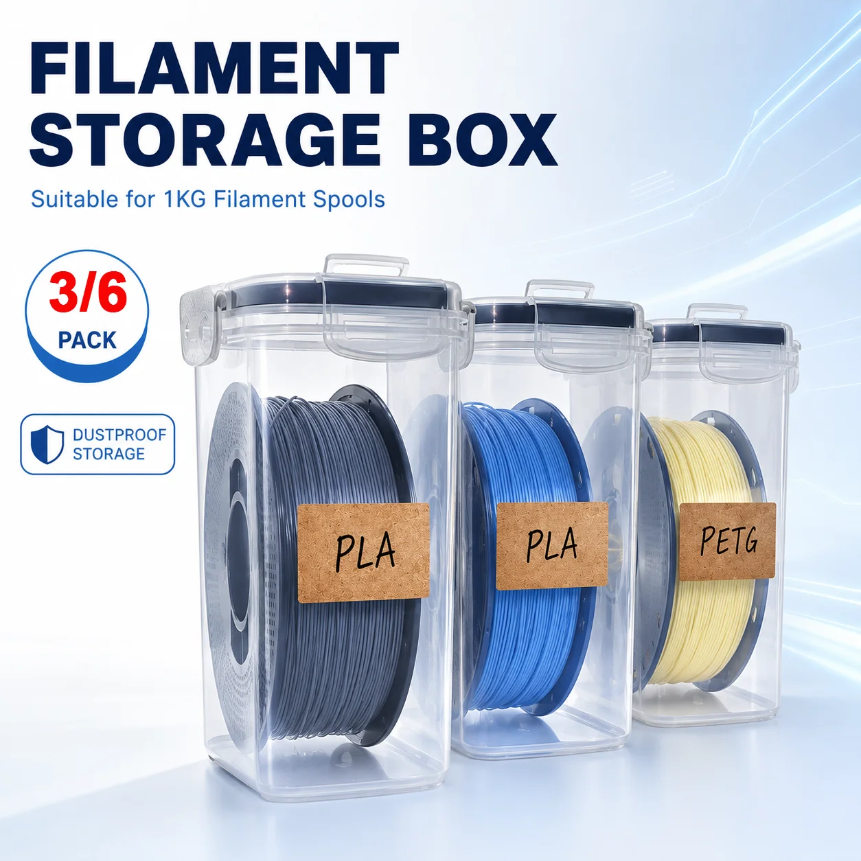 3D Printer Filament Storage Box Moisture-Proof Sealed Dry Box for PLA PETG ABS TPU Filament Spool Holder, 3D Printer Accessories