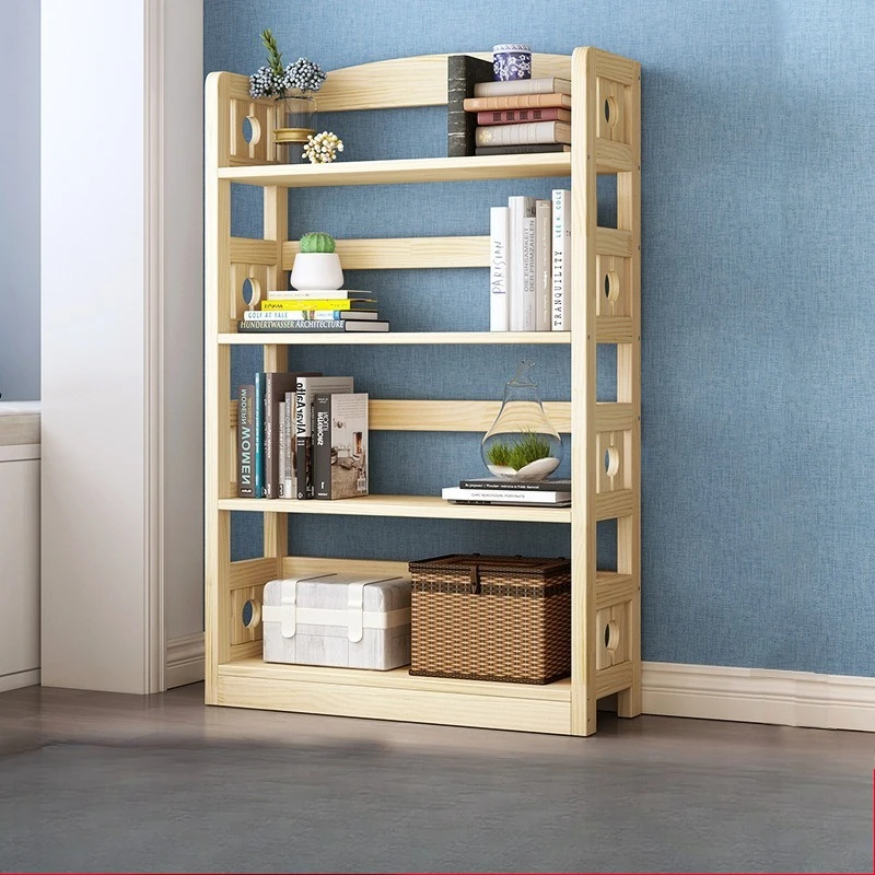 Freestanding Pine Wood Bookcase, Multi-Tier Open Shelving for Bedroom, Living Room & Office