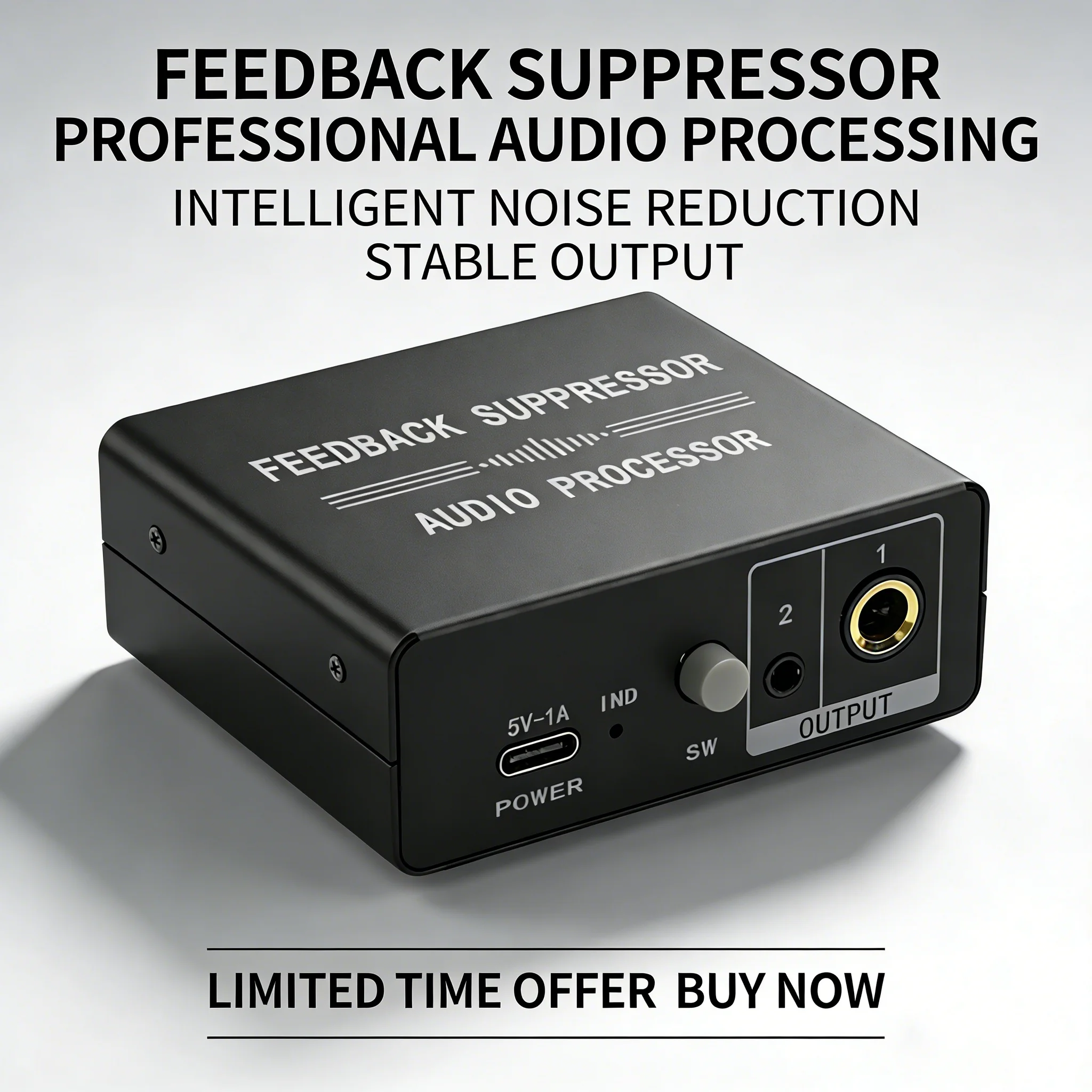 Mini Professional Mic Anti-Howling Feedback Suppressor, Lossless Intelligent Audio Processor for Cross-Border Use