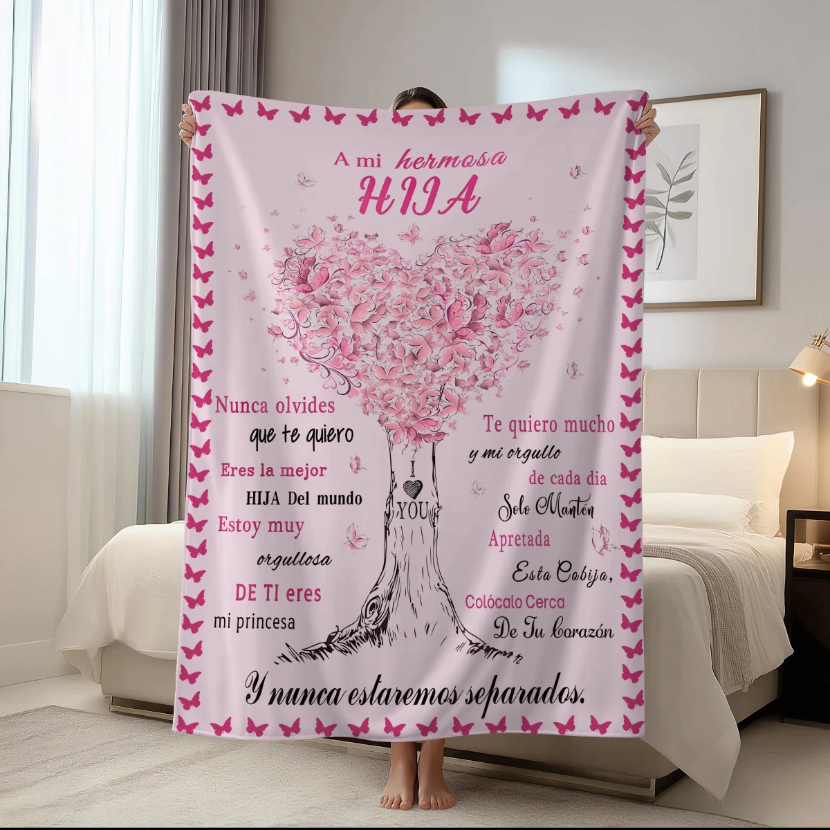 1pc motivational quotes printed flannel blanket gift from mom to daughter, nap blanket, Christmas gift for daughter,