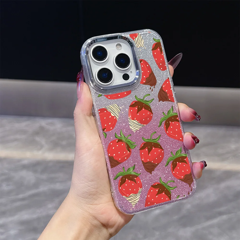 아트 밴디지 딸기 도금 폰 케이스 (OPPO Realme 14 12 13 11 C75 C65 C63 GT3 C55 C33 C31 Narzo 50 C35 Pro Plus 4G 5G 용)