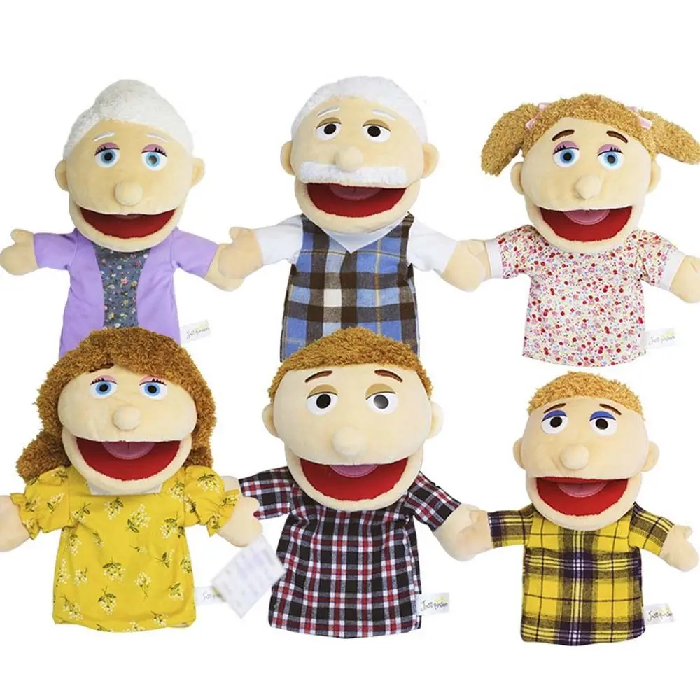 Playhouse marioneta de mano padre madre almohada juguetes de peluche marioneta de mano muñeco de peluche marioneta de juguete de peluche familia marioneta muñeca de mano