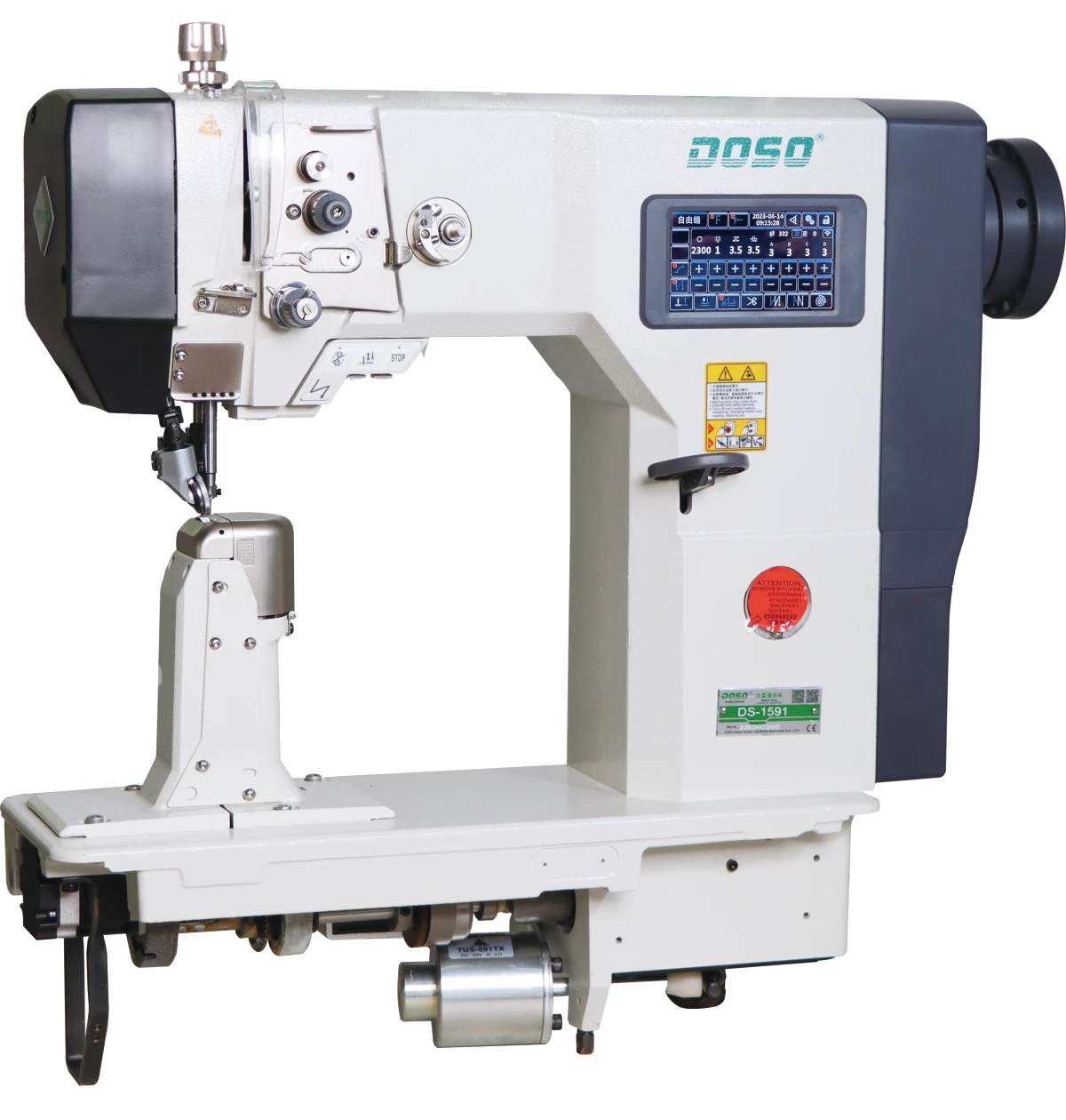 

DS-1591T Industrial Automatic Single Needle Post Bed Roller Sewing Machine with Automatic Thread Cutter for Shoes Hats and Bags