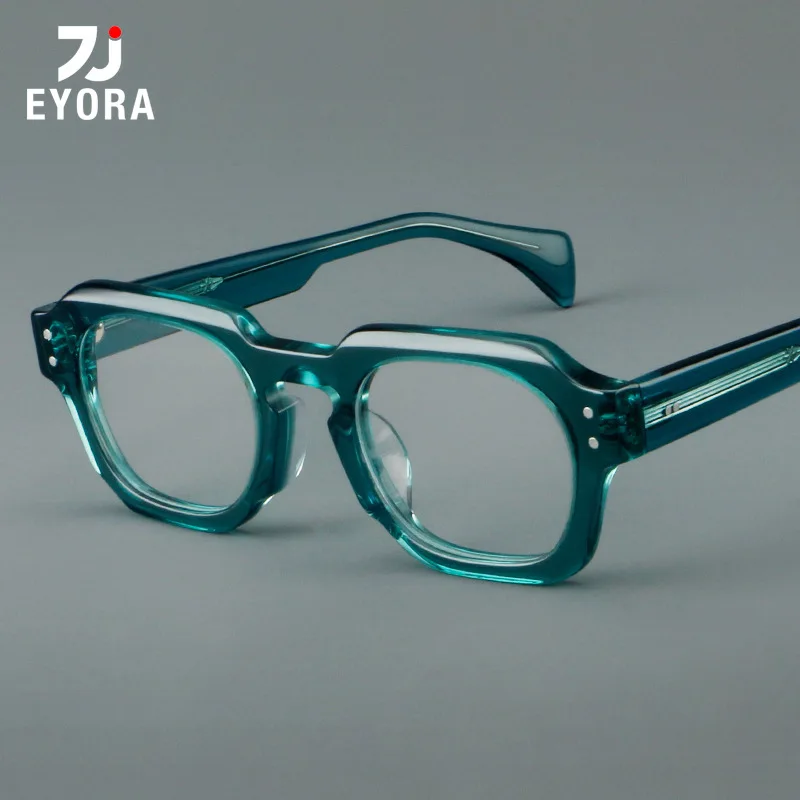 eyora-クロスボーダーヴィンテージスクエアアセテート老眼鏡抗ブルーライトフォトクロミックメガネ光学レンズ処方箋付き