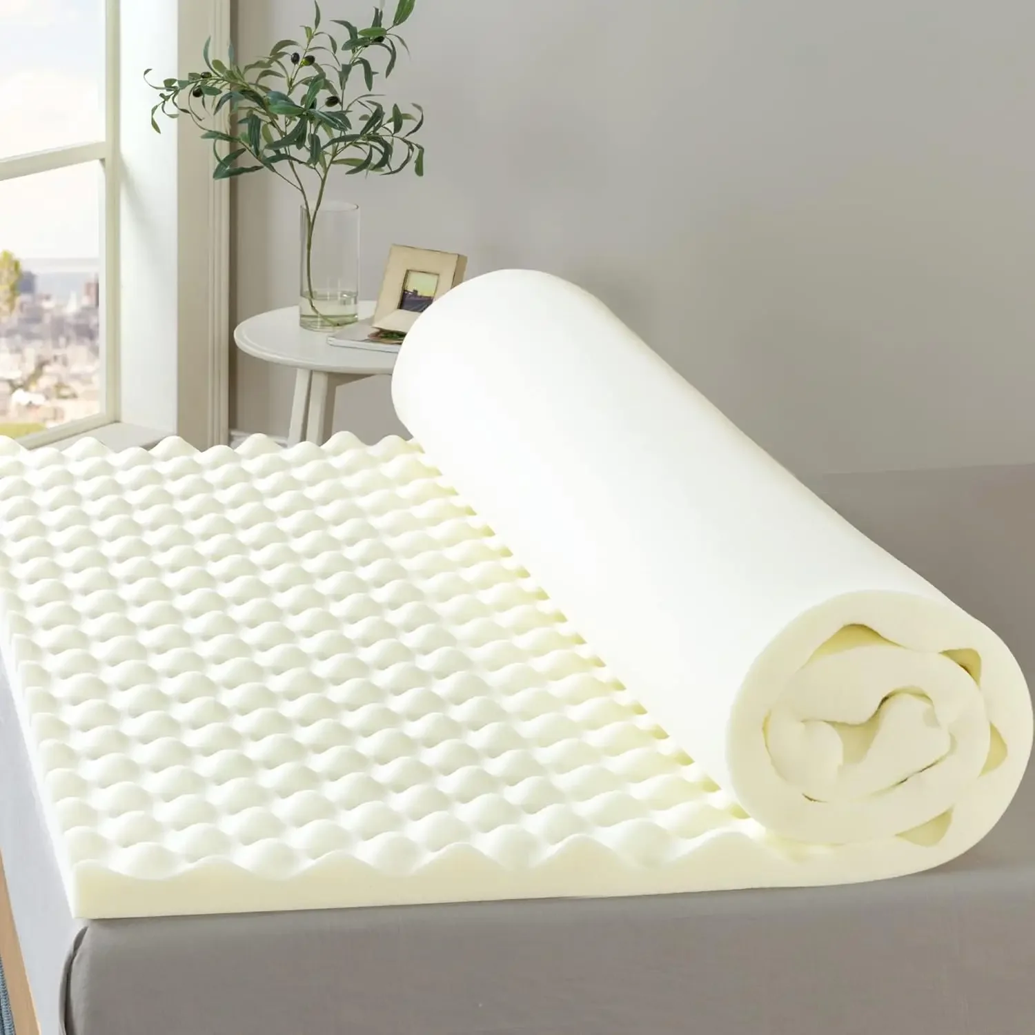 4-inch Comfortable Memory Foam Folding Mattress Topper Queen Size for Travel Camping Guest Rest