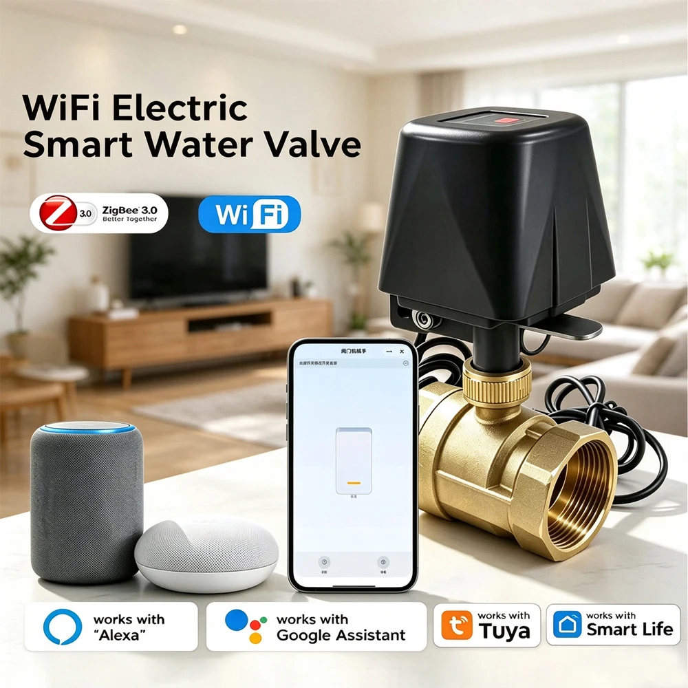 WIFI Smart Electric Ball Valve Garden Watering Timer Zigbee Water Valve Controller Works with Tuya App Alexa Google Assistant