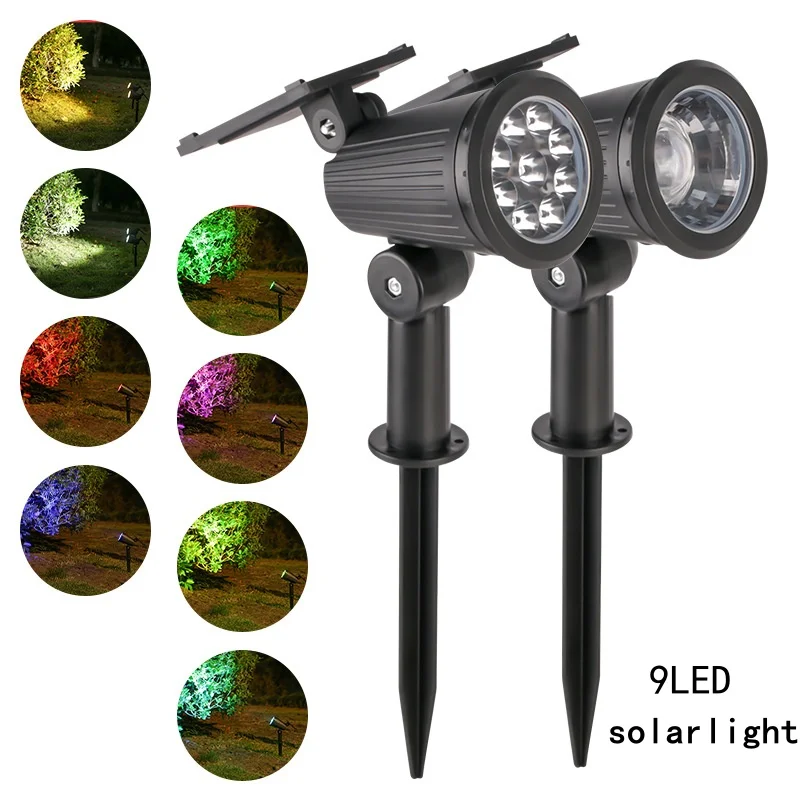 9LED الأضواء الشمسية في الهواء الطلق IP65 سطوع مقاوم للماء قابل للتعديل بقعة ضوء حديقة الفناء الخلفي درب فناء مصباح ديكور #2