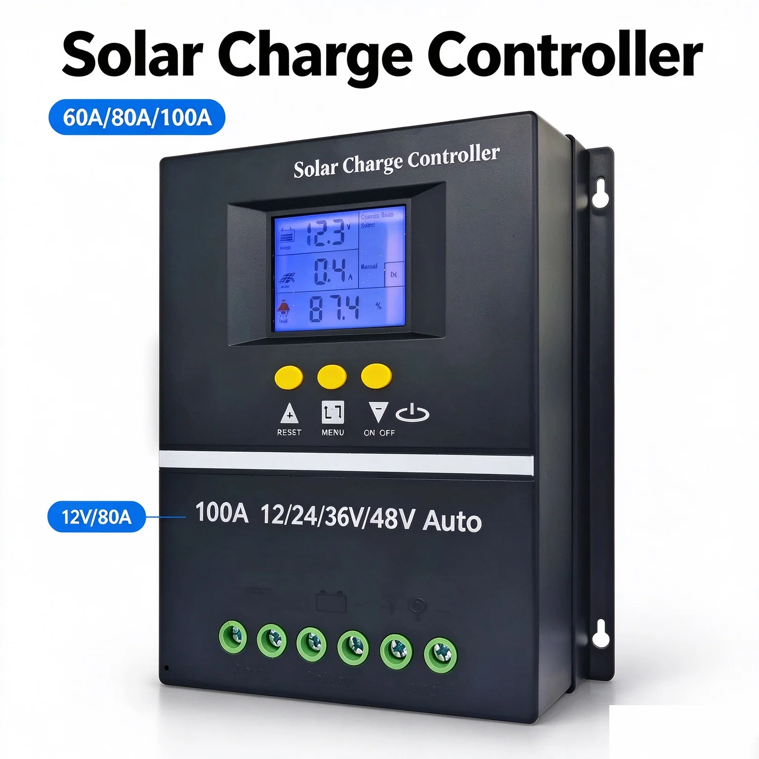 POWLSOJX MPPT 100A 80A 60A Solar Charge Controller 12V 24V 36V 48V Solar Panel Lead Acid/Lithium Battery Regulator Dual USB