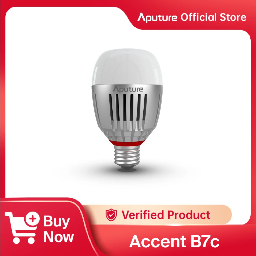 Aputure Accent B7C 7W RGBWW LED Smart Light Bulb 2000k-10000K Adjustable 0-100% Stepless Dimming App Control Photography Lights