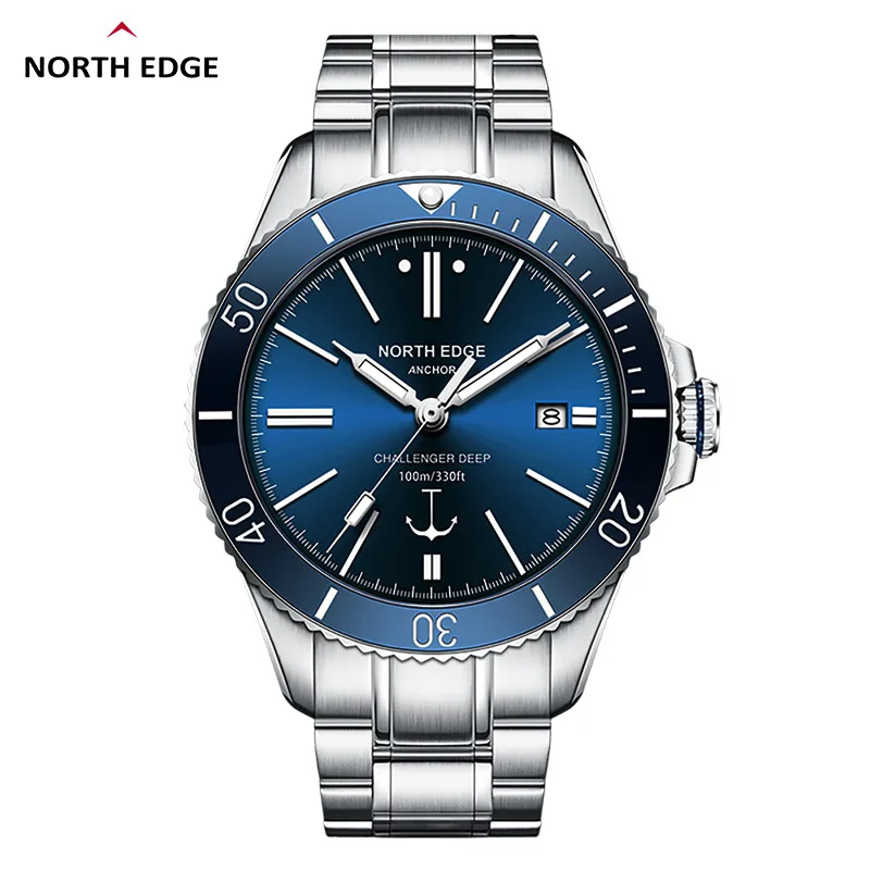 NORTH EDGE ANCHOR 42MM Men Mechanical Wristwatch Luxury Sapphire Glass MIYOTA 8215 Automatic Watches 10bar Waterproof Watch