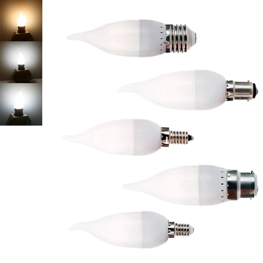 

Dimmable 3W 110V 220V Flame Light Bulb B22 B15 E14 E12 E27 No Flicker Decor Lamp 2835SMD Cool/Neutral/Warm White Light for Home