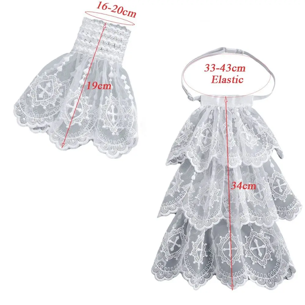 Victorian Style Lace Jabot Collar White Detachable Ruffled Fake Collar Cosplay Accessory Decorative Neck Collar