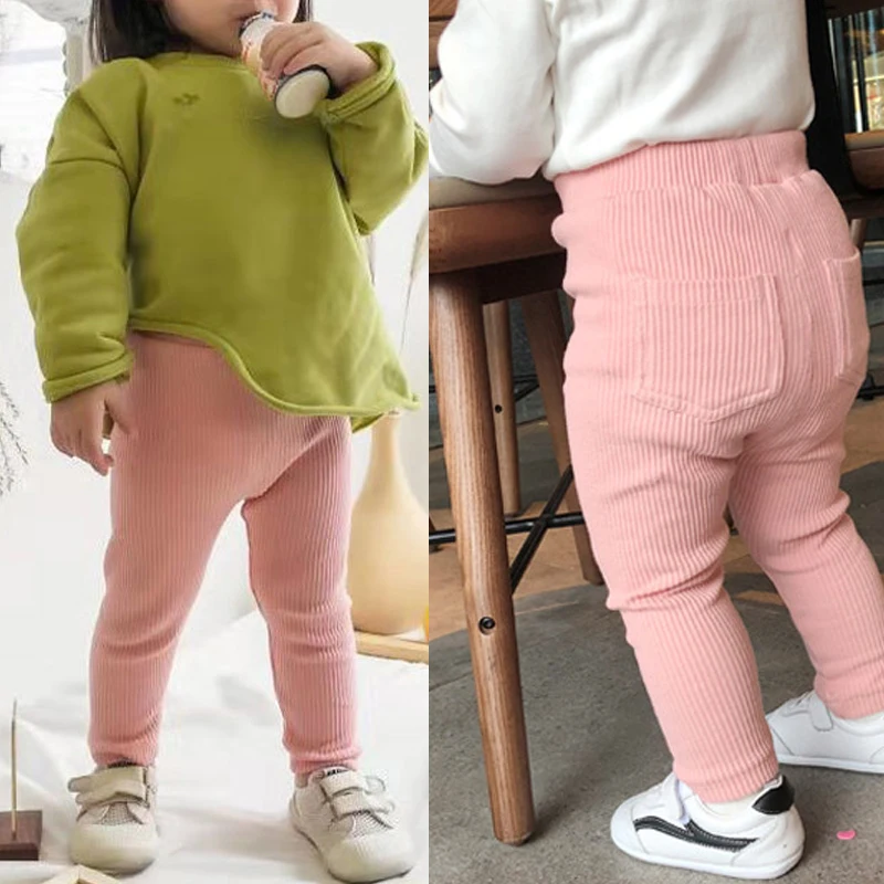 Spring Autumn Baby Pants Toddler Cotton Elastic Leggings Girls Tight Slim Trousers Children 0 to 1 2 4 5 6 8 Years Solid Legging