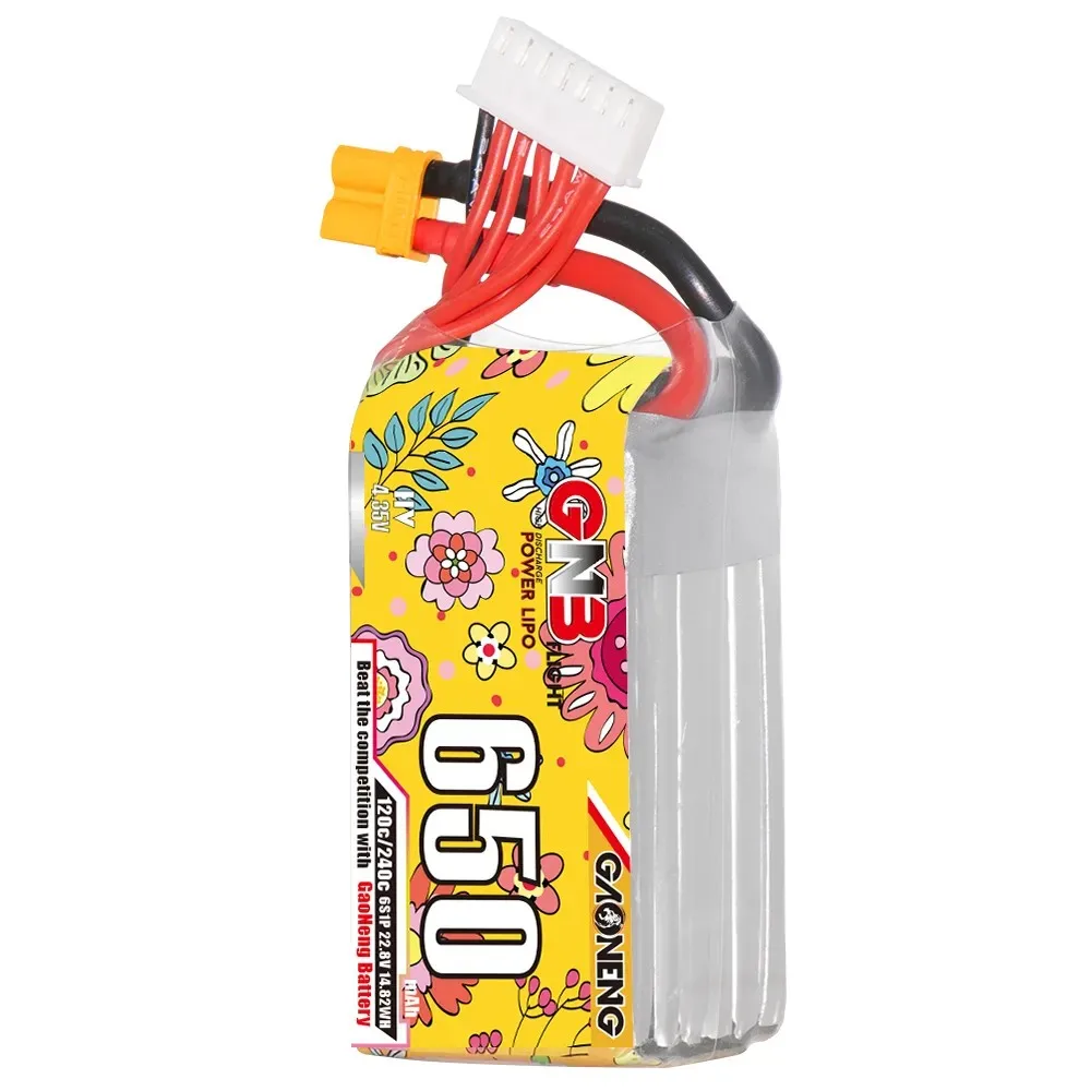 GAONENG 6S 650mAh LiHV 22.8V 120C XT30 HV LiPo Battery for 2 to 2.5 inch FPV Brushless Drones Racing Freestyle Cinewhoop view 4
