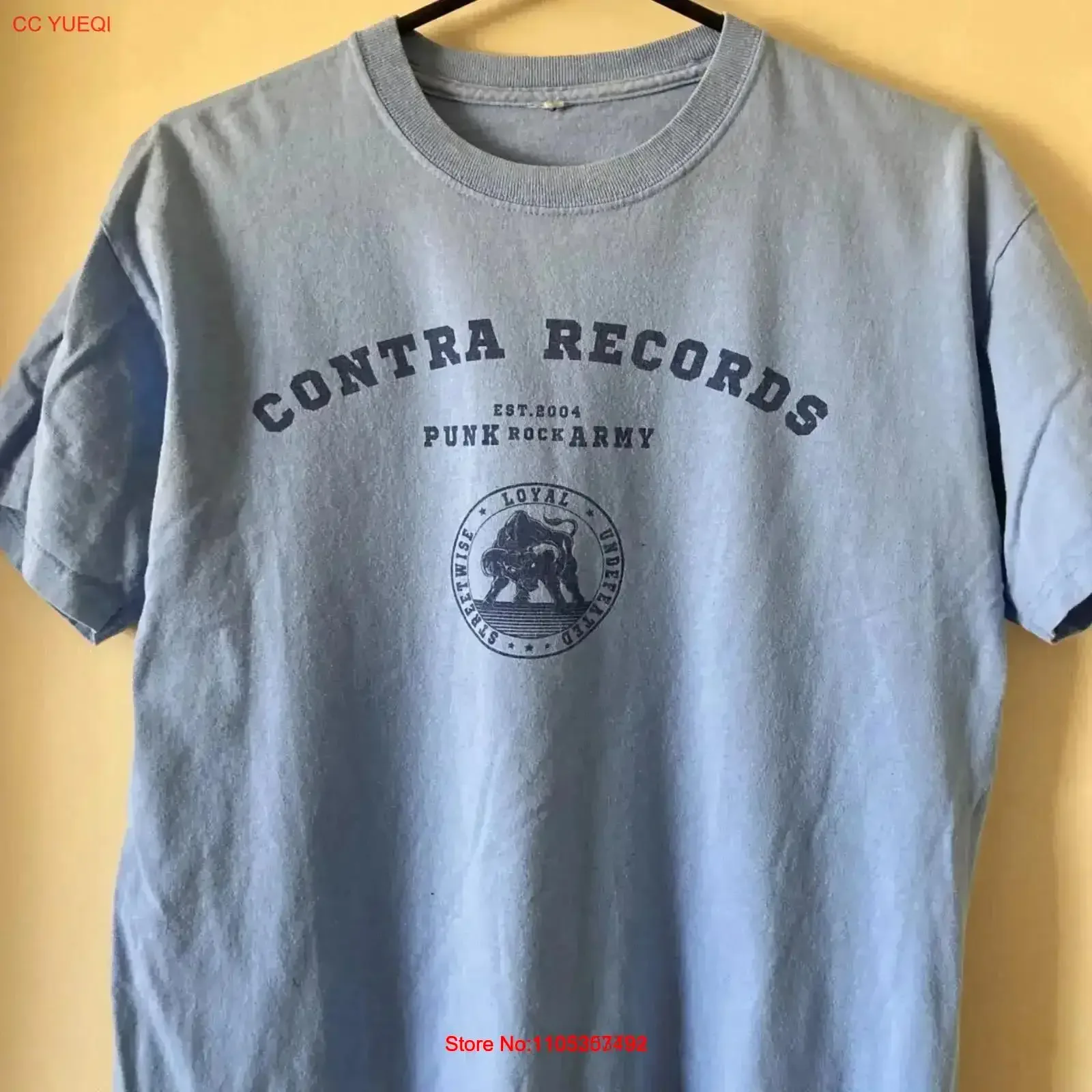 Contra Records T Shirt Punk Oi Skin vintage Washed Versatile homme Comfortable Stretched Casual Slightly Breathable fashion