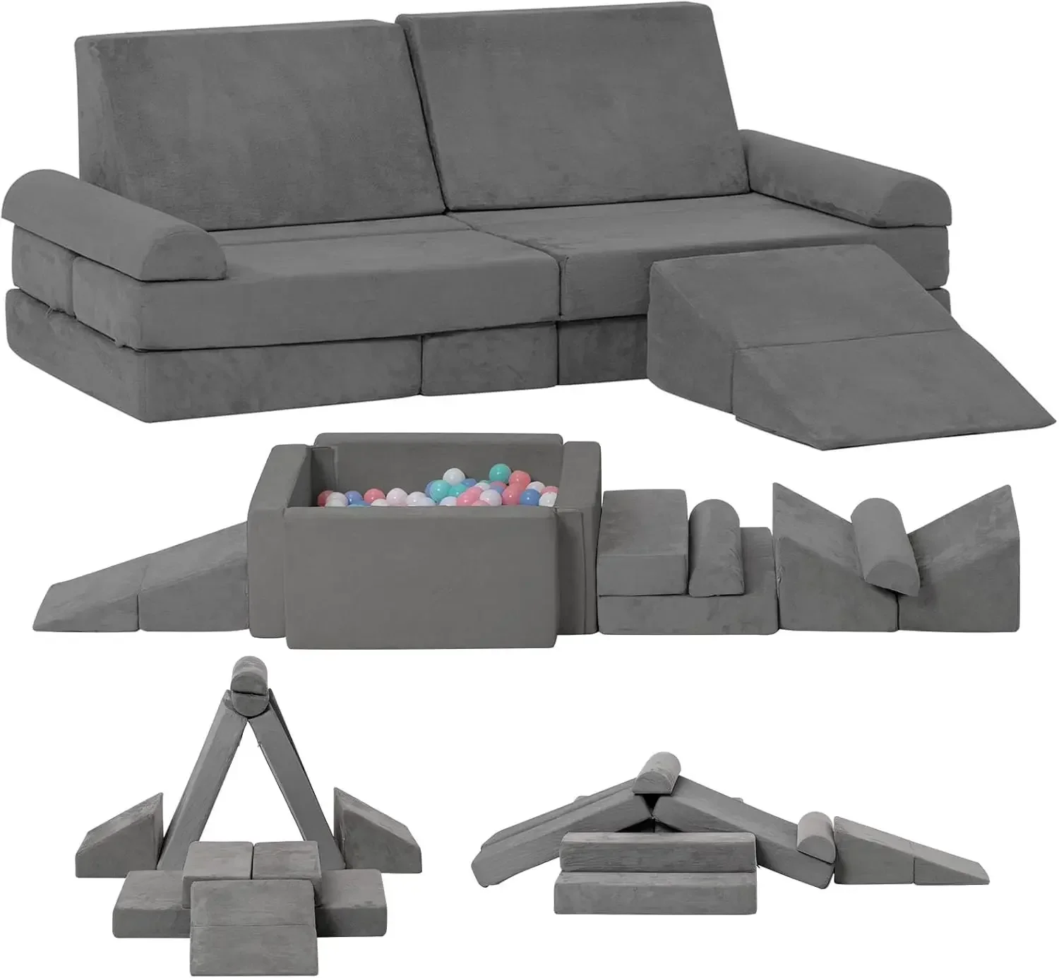 

Kids Couch Toddler Sofa, Modular Kids Play Couch, Convertible Foam Climbing Sofa for Toddlers, Foam Climbing Blocks for Boys and