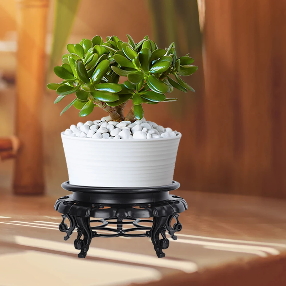 

Resin Wood Base Tray Retro Plant Pot Rack For Indoor Garden Potted Plant Display Shelf Storage Stand Vase Base Bonsai
