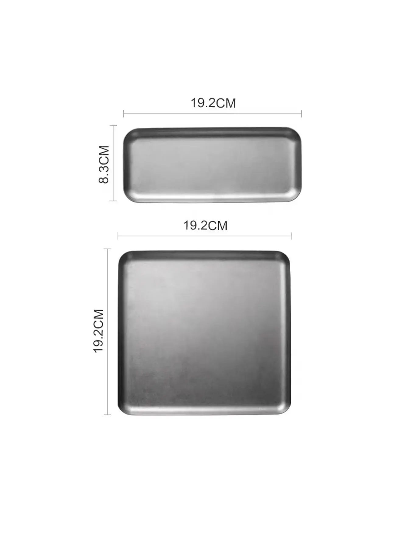 Korean-Style 304 Stainless Steel Rectangular Cafe Tray with Straight Edges, Silver Barbecue Plate, Flat Plate, Dessert Cake Plate, 1 Piece view 6
