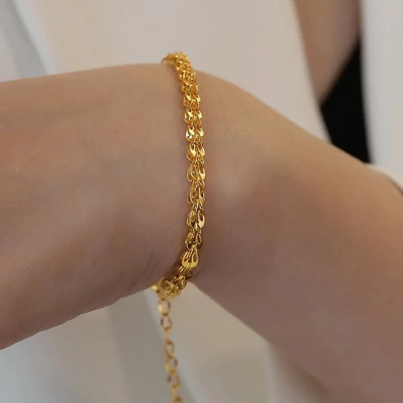 EILIECK 316L Edelstahl Metall Goldfarben Leichte Kette Halsketten Armband Set für Frauen Neuer Trendschmuck Halskette Bijoux Geschenk – Detail 8