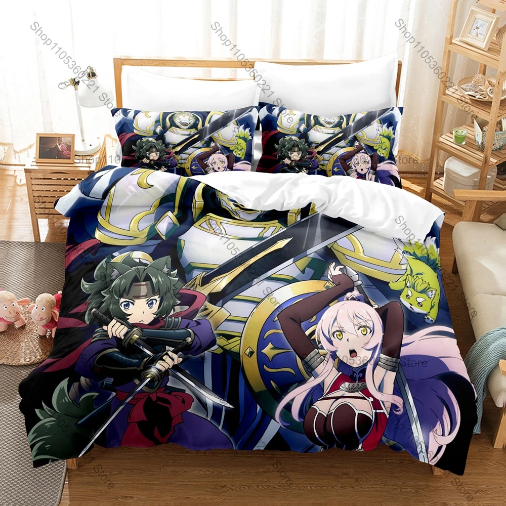 Anime Skeleton Knight Bedding Set, Duvet Cover & 2 Pillowcases, Cool Warrior Pattern Breathable Fabric All Season Use