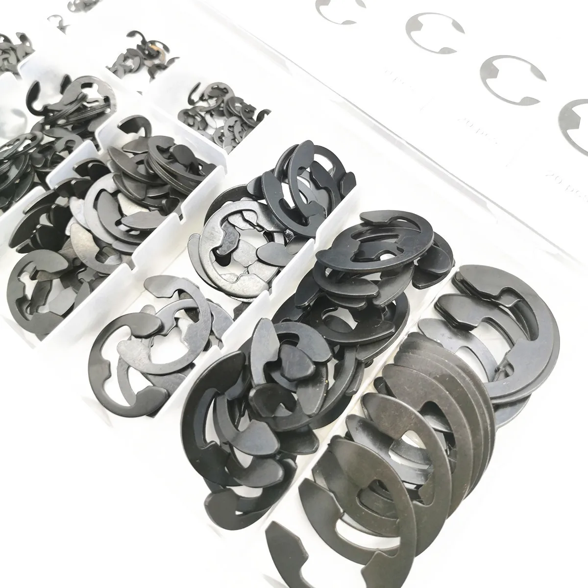 300pc E-type Snap Rings Metal Open Retaining Ring Multi-specification Hardened Circlip Open Wild Card E-type Buckle Circlip Set