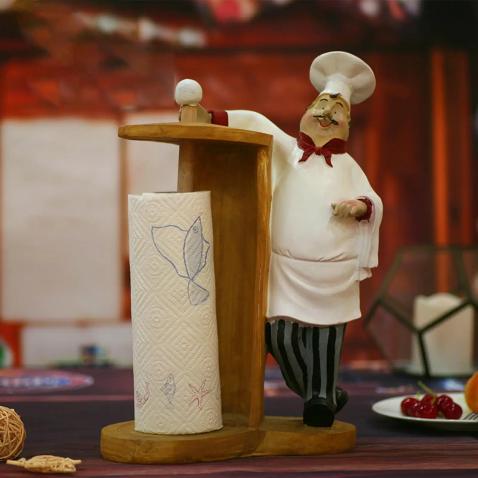 Resin Chef Paper Towel Holder Figurines Creative Home Cake Shop Restaurant Crafts Decoration Ornament