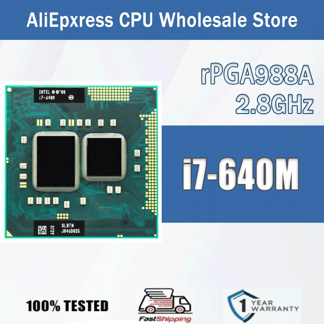 إنتل Xeon I7-640M 2.8 جيجا هرتز ثنائي النواة 4 متر 35 واط I7 640 متر معالج وحدة المعالجة المركزية للكمبيوتر خادم المقبس G1 / RPGA988A لـ HM55 HM57 QM57 SLBTN